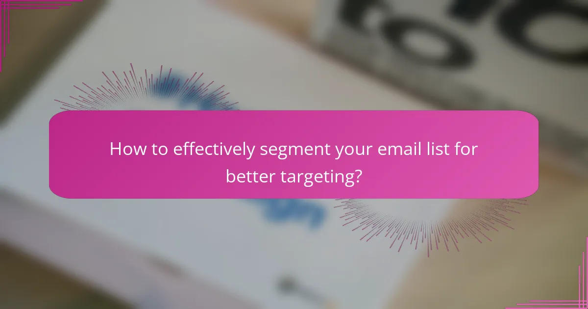 How to effectively segment your email list for better targeting?