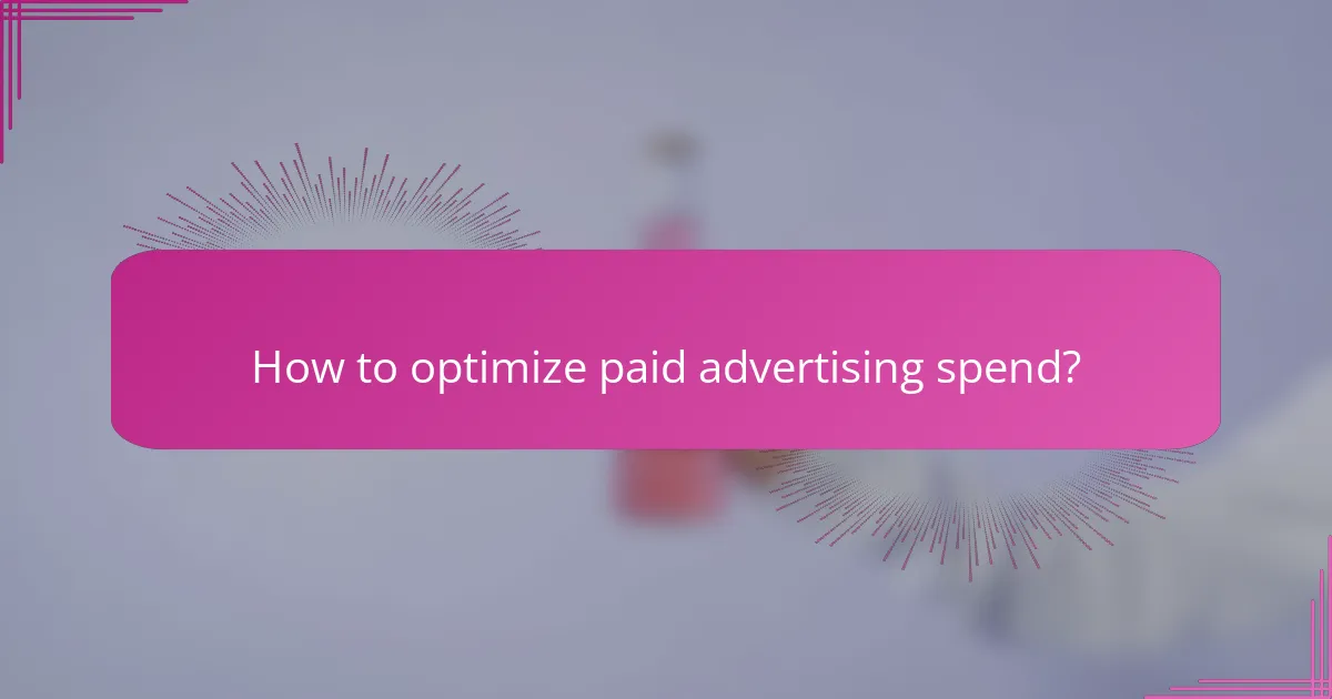 How to optimize paid advertising spend?