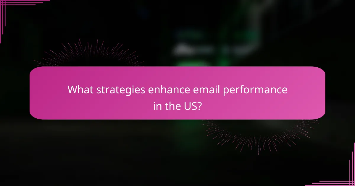 What strategies enhance email performance in the US?